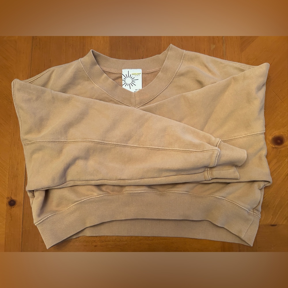Aerie Xsmall Tan Crew Neck